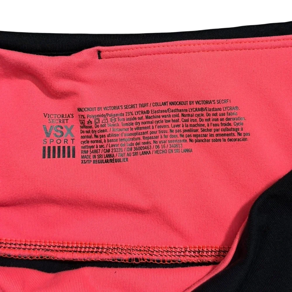 Victoria's Secret VSX Sport Knockout Leggings Black Neon Pink Women's Size XS